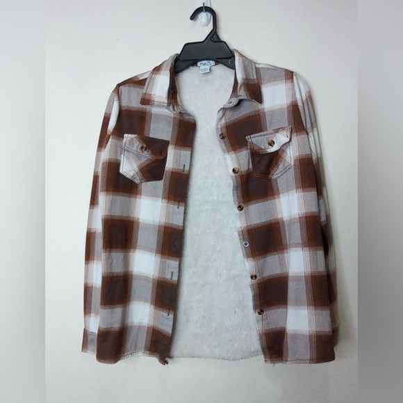 Rue21 Brown Plaid Sherpa-Lined Shacket XS - Picture 1 of 8